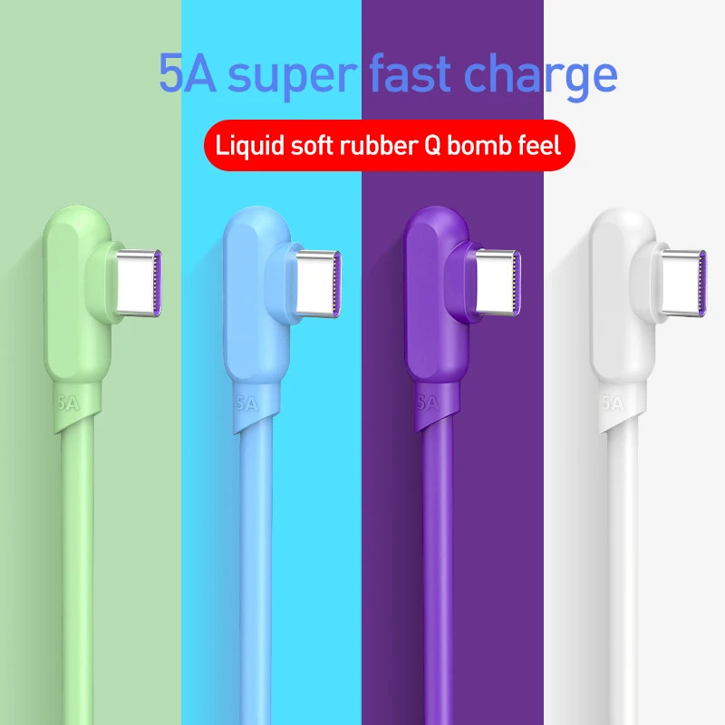 5А Micro USB Type C кабель для XiaoMi Redmi note 9 90 градусов быстрая зарядка жидкий силиконовый
