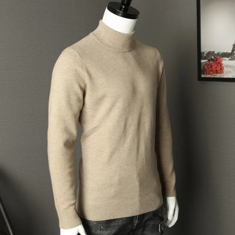 

Classic Mens Solid Color Turtleneck Sweater Office Work Man Slim Fit Knitwear Top High Quality 100% Wool Pullover Sueter Hombre