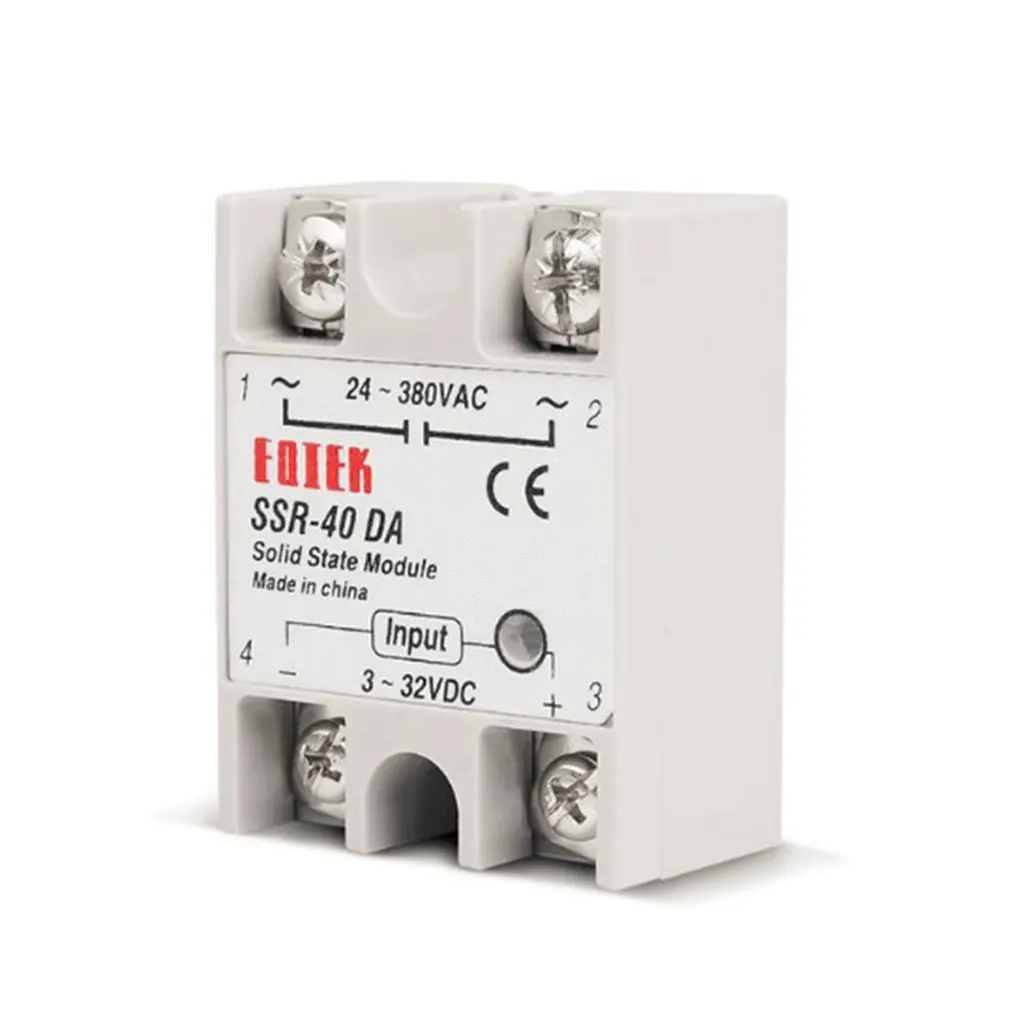 Твердотельное реле DC-AC 10A 25A 40A 60A 80A 100A 12V 3-32V DC до 220V 24-380V AC нагрузки однофазный SSR для контроля температуры