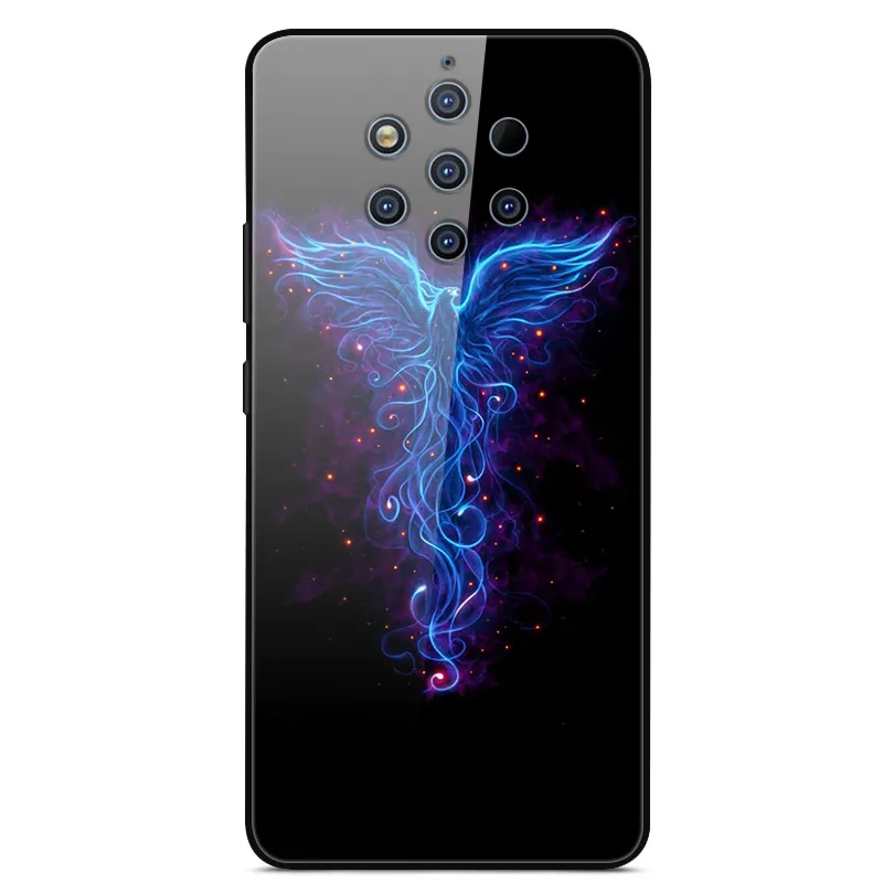 Темно-серый Чехол для Nokia 9 Pure View, окрашенный жесткий стеклянный чехол для Nokia 9 Pureview, силиконовый бампер, закаленное покрытие, Coque - Цвет: Темно-серый