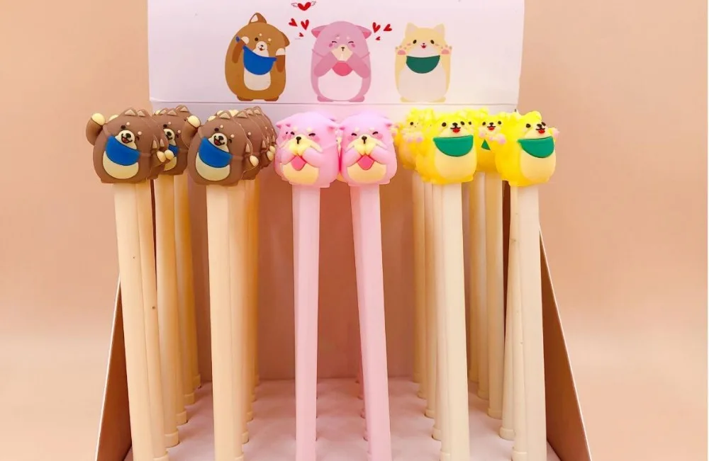 creative popular happy bear gel pen cute cartoon neutral pen student prize pen office black writing pen promotion pen 36pc/lot