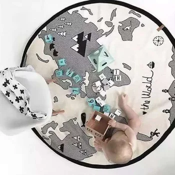 

Crawling Rug Home Round Activity Baby Play Mat Floor Early Education Adventure World Map Portable Indoor Washable Cotton Blend