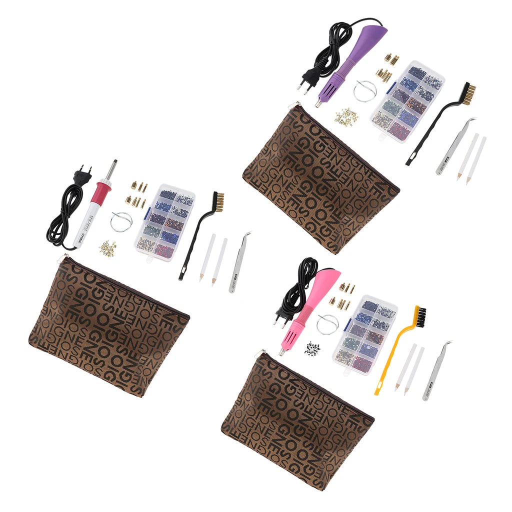 EU Plug Hot Fix Applicator Rhinestone Setter Wand Heater Tool Kit Set