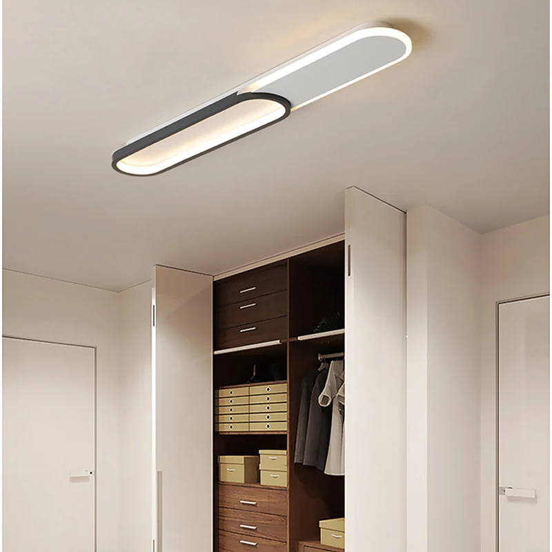 Modern LED Ceiling Light Rectangle office aisle balcony hall Lighting Fixture 110V 220V Black and White