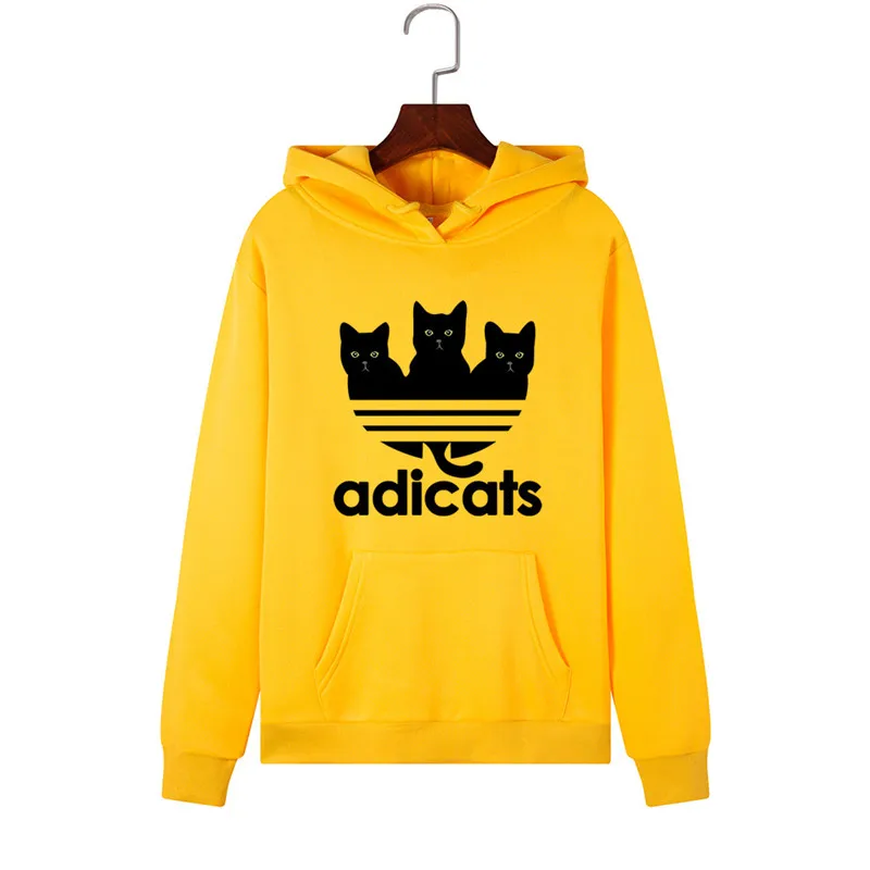 Baratos Sudaderas con capucha mujer precioso estampado de gato Sudadera con capucha suéter de manga larga bolsillo Sudadera con capucha abrigo de invierno prendas de calle mujer casual