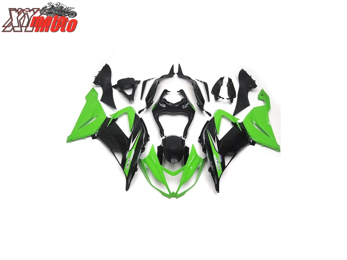 

Motorcycle ABS Fairing Kit For Kawasaki ZX6R 636 2013-2017 Injection molding Full Fairings ZX-6R 13-17 Green and Black Bodyworks
