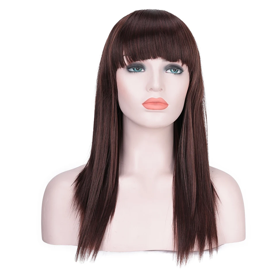 DIFEI 24 дюйма средняя длинная прямая прическа с челкой блонд черный коричневый парики синтетические волосы для черных женщин - Цвет: 2I33