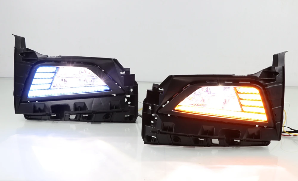 3 цвета светодиодный дневный ходовой светильник DRL для VW Polo+ автомобильная лампа в сборе с динамическим сигналом последовательного поворота+ синий режим