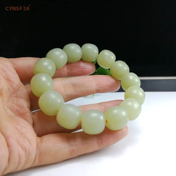 

CYNSFJA New Real Rare Certified Natural Chinese Hetian Jade Amulets Lucky Jade Bracelets Nephrite High Quality Best Gifts