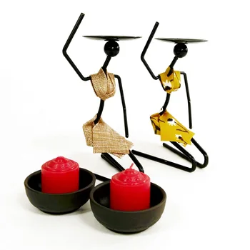 

Creative candle holder iron artist candle holder pastoral farm house carrying hoe girl desktop decoration ornaments
