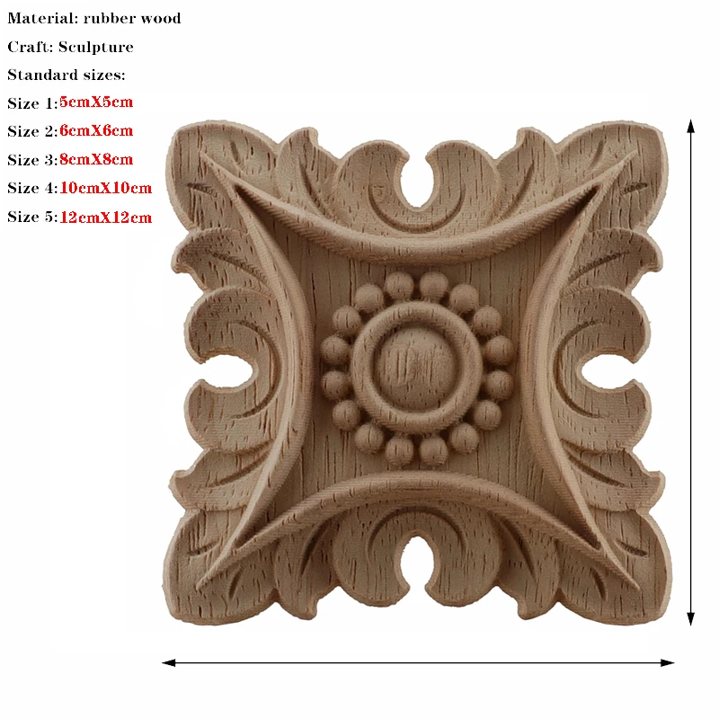 RUNBAZEF European Carved Unpainted Retro Mouldings Wood Applique Wood Decal Long Oval Rubber Home Furniture Walls