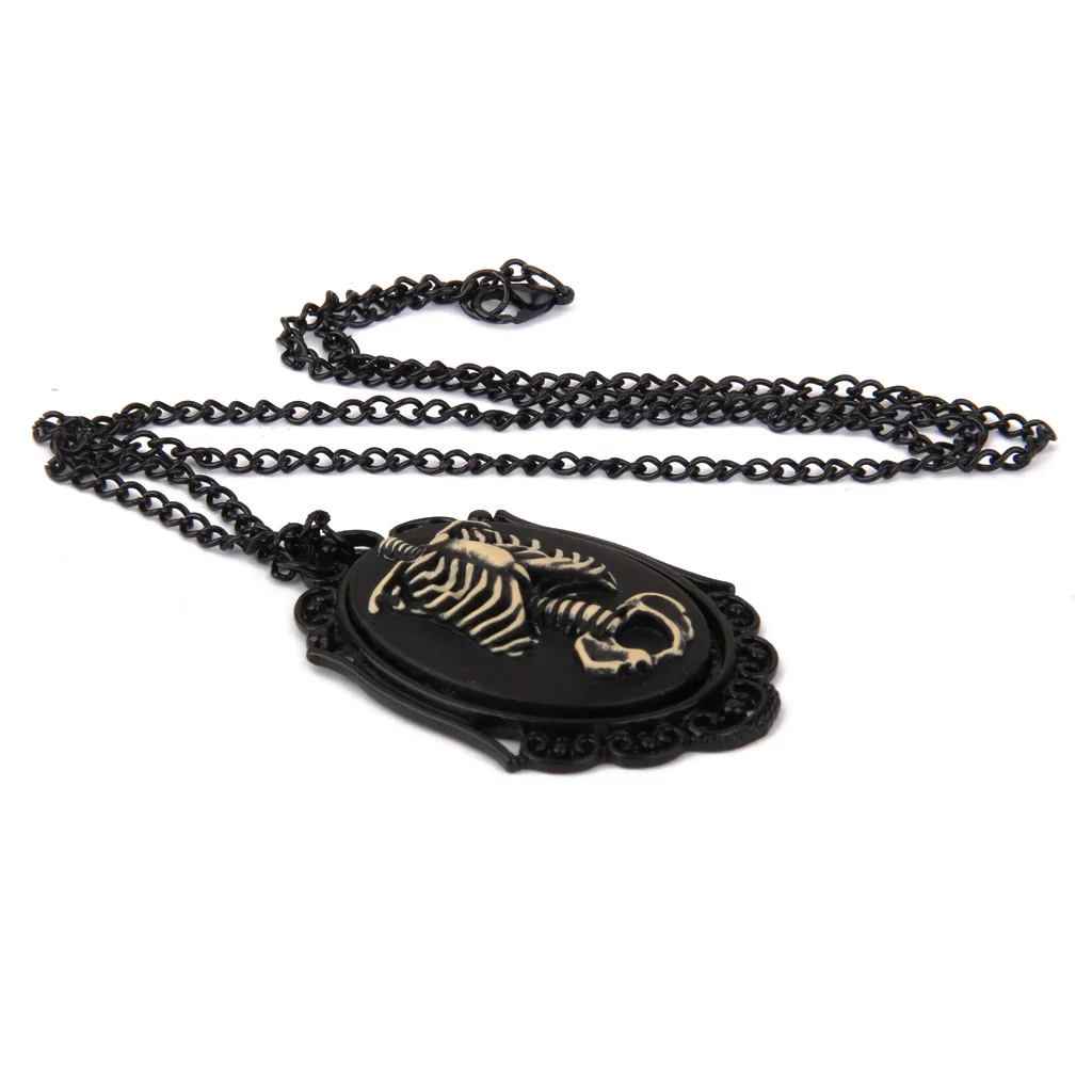 Unisex Steampunk Vintage Alloy Rib Cage Pendant Chain Necklace Jewelry