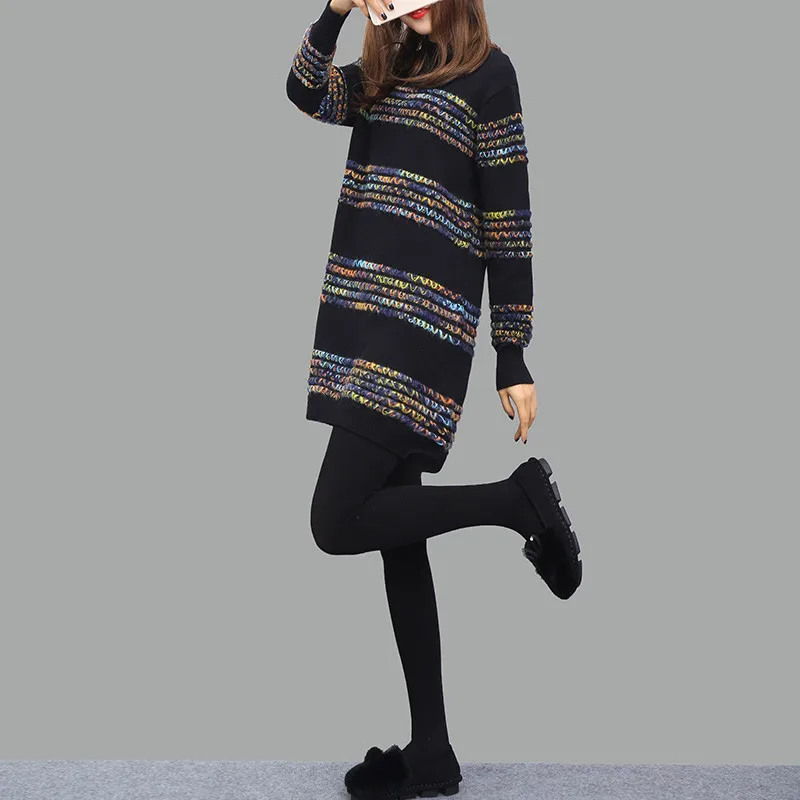 Women Sweater Knitted Dress Female 2019 New Winter Long Sleeve Sweater Bottoming Dress Women Autumn Sweater Dress Knitted JIU230