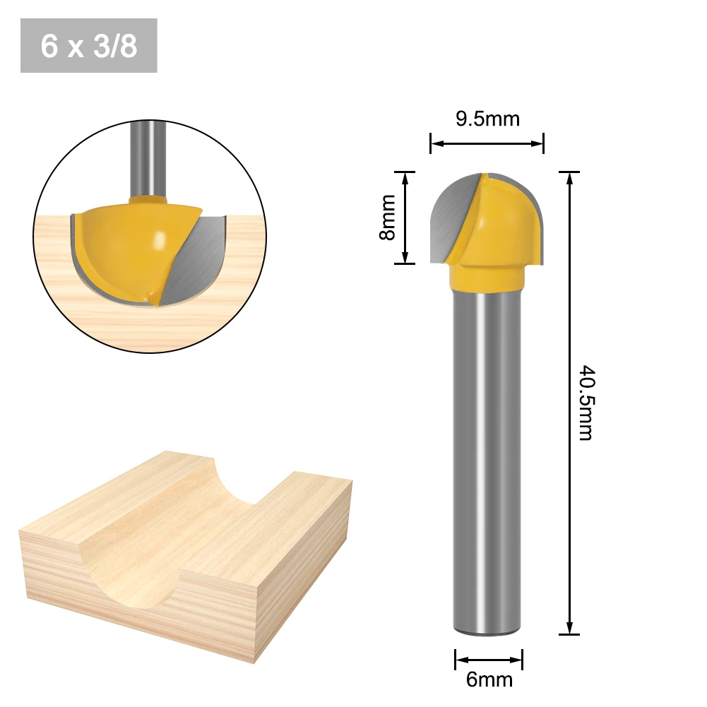 6mm Schaft 6,8,12,16,18,20,22mm CNC Werkzeuge Vhm Rund Nase Bits Runde Nase Cove Core Box Router Bit Shaker Cutter Werkzeuge – Detail 8