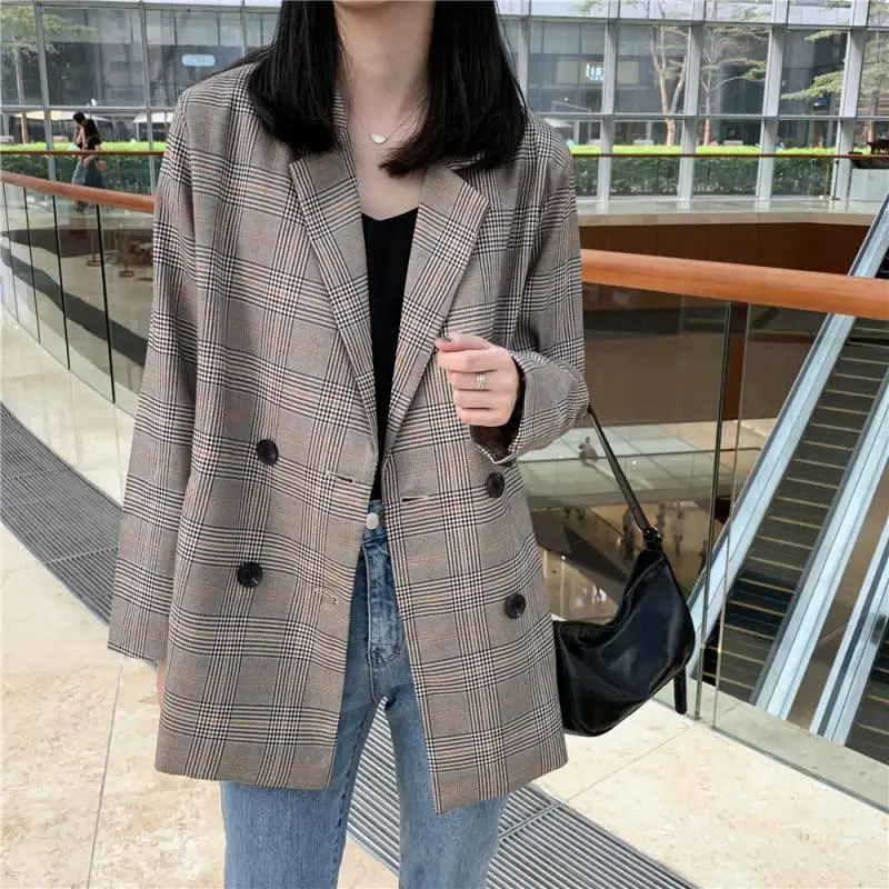 

Retro CHIC Plaid Elegant Casual Suit Jacket Women's Loose-Fit Slimming Spring And Autumn New Style Long-sleeved Upper Garment St