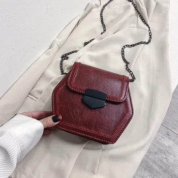 

2020 Retro Styling Handbags Girls Chain Bag Shoulder xie kua bao Hexagonal Package