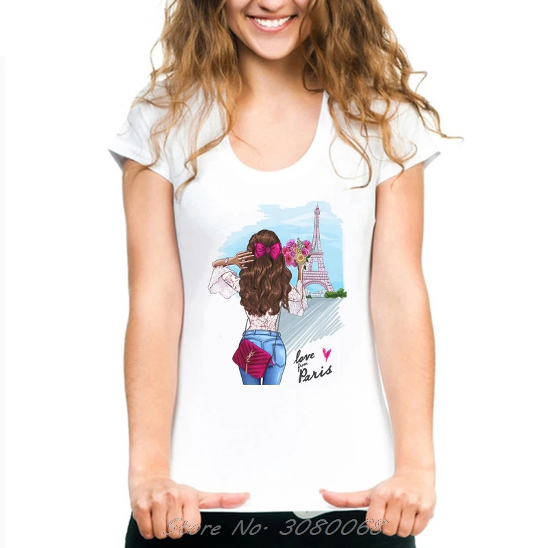 Любовь париж праздник женская футболка белая для женщин Harajuku уличная одежда