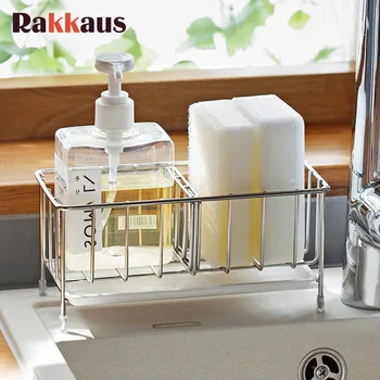

Stainless steel Kitchen Storage Rack Basket Sponge Holder Soap Shelf Drain Rack Organizer Kitchen Gadgets Accessories Supplies