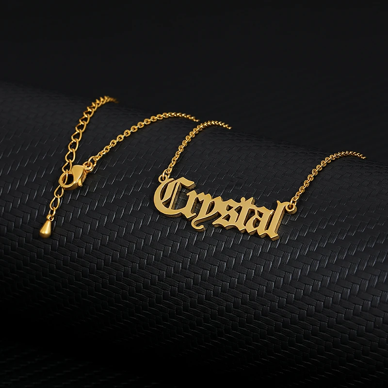 Personalized Name Necklace, Customized Nameplate Necklace, Custom Name Necklace, Old English style Custom Jewelry Bijoux Femme