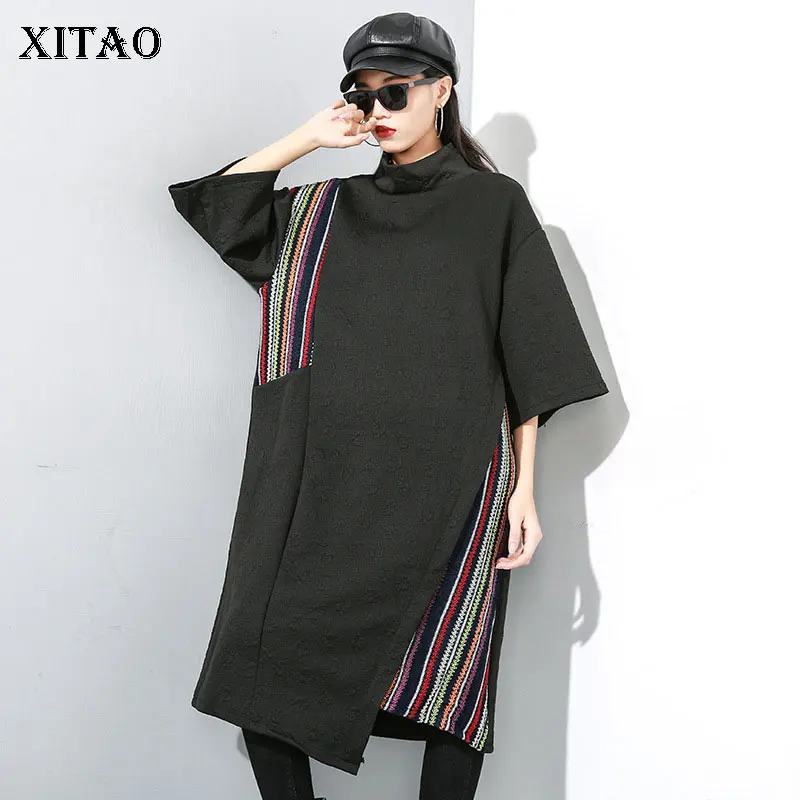 XITAO винтажное модное платье женское зимнее черное хит цвет длинное