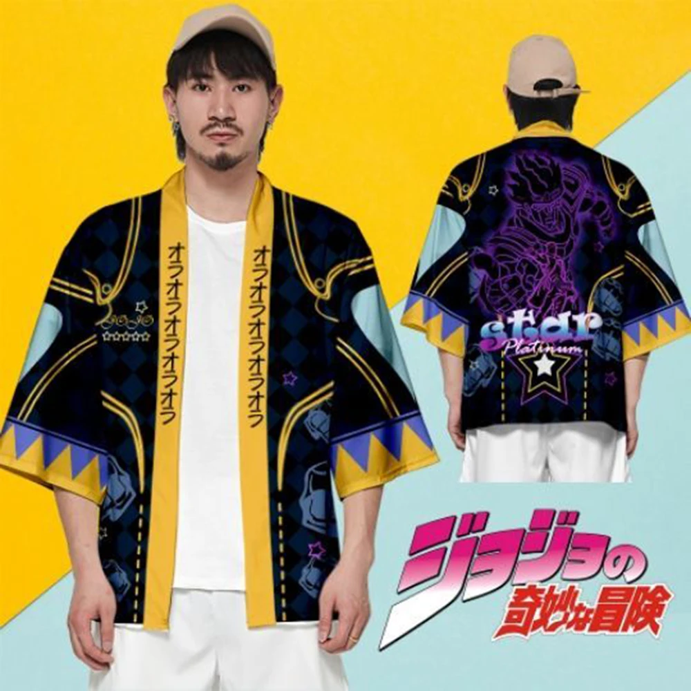 

3D JoJo's Bizarre Adventure Loose Japanese Streetwear Cardigan Women Men Harajuku Haori Kimono Cosplay Top Shirts Cosplay Outfit