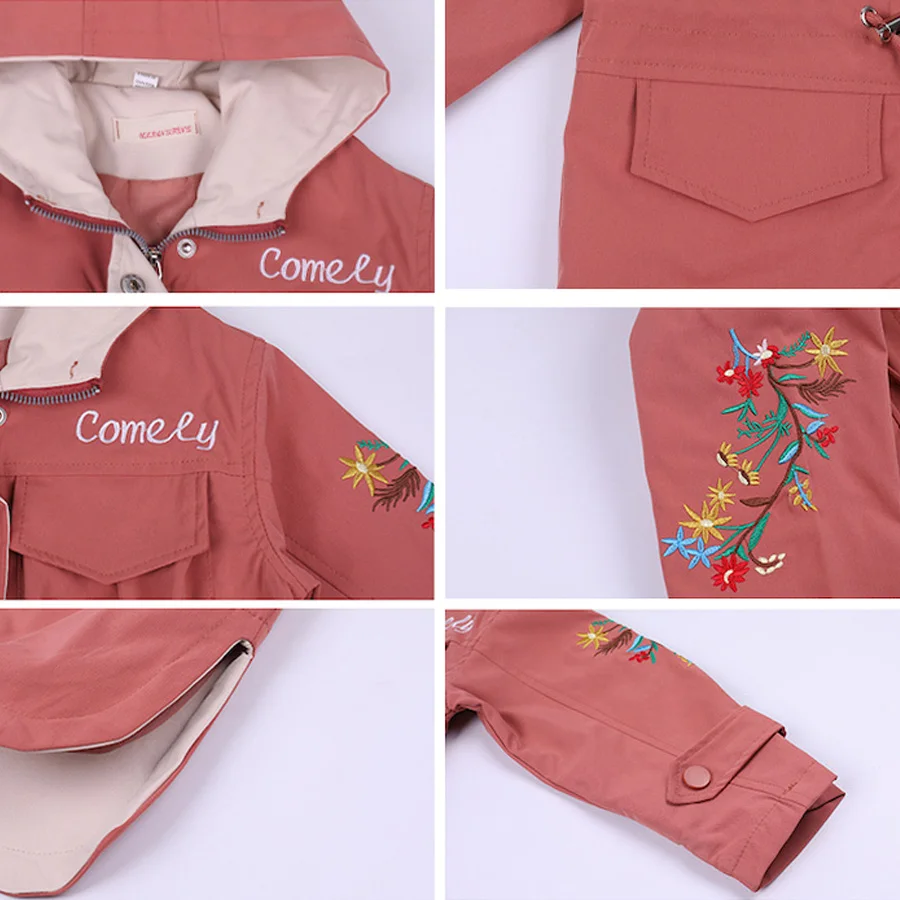 Весенне-осенние куртки для девочек-подростков; модная детская куртка для девочек; ветровка с капюшоном для девочек; детская куртка; плащ для малышей