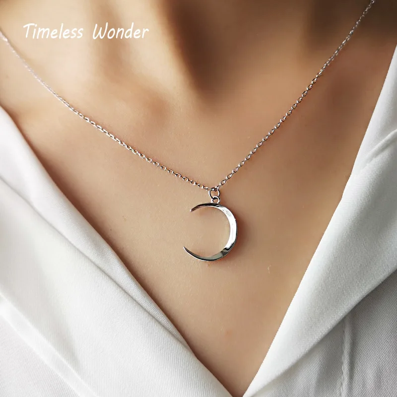 

Timeless Wonder 925 Sterling Silver Moon Choker Necklace Women Jewelry Punk Gothic Top Ins Stainless Steel Chain Gothic 6322