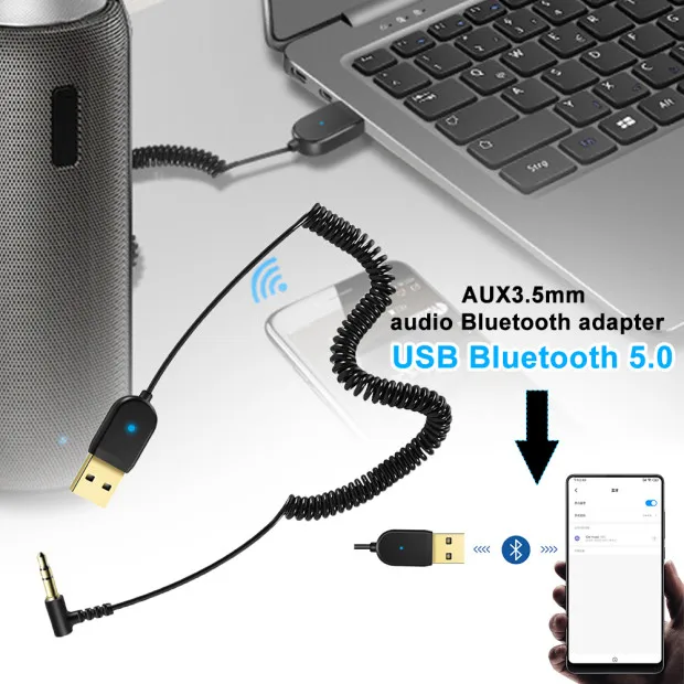 Bluetooth аудио приемник 3,5 мм разъем Aux многофункциональный ключ портативный динамик Автомобильные аксессуары беспроводной USB музыкальный передатчик