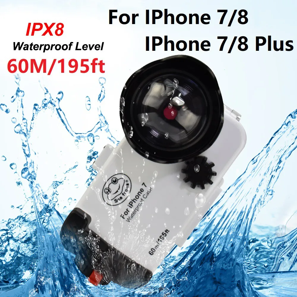 Seafrogs Underwater Case Waterproof Case Housing Phone Cover For IPhone 7/8 IPhone 7/8 Plus 60M/195FT Diving Accessories