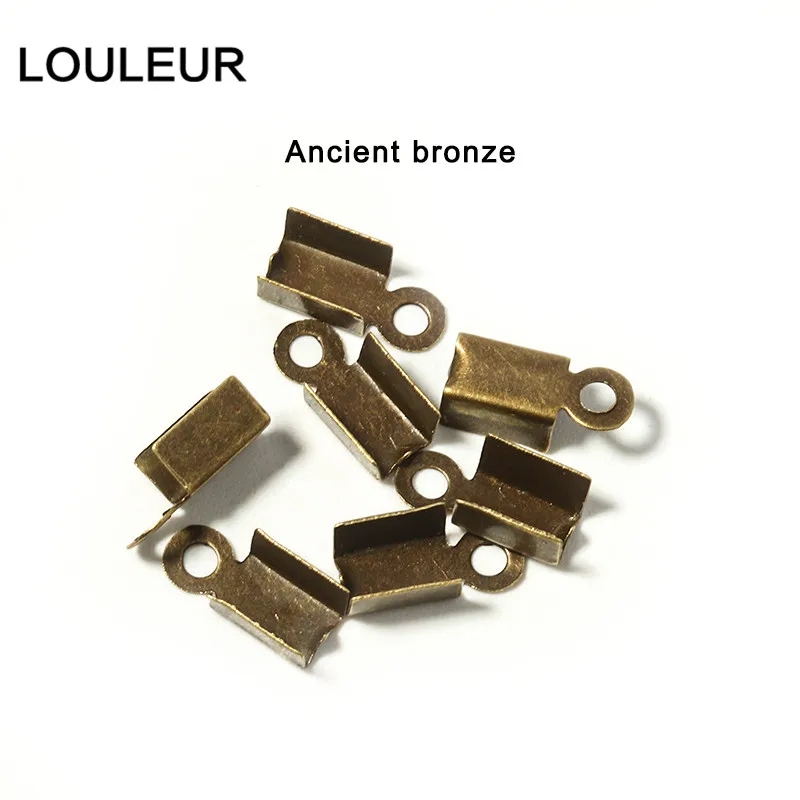 200 teile/los Cove Verschlüsse Cord End Kappen String Band Leder Clip Spitze Falten Crimp Bead Anschlüsse Für Schmuck Machen Erkenntnisse – Detail 7