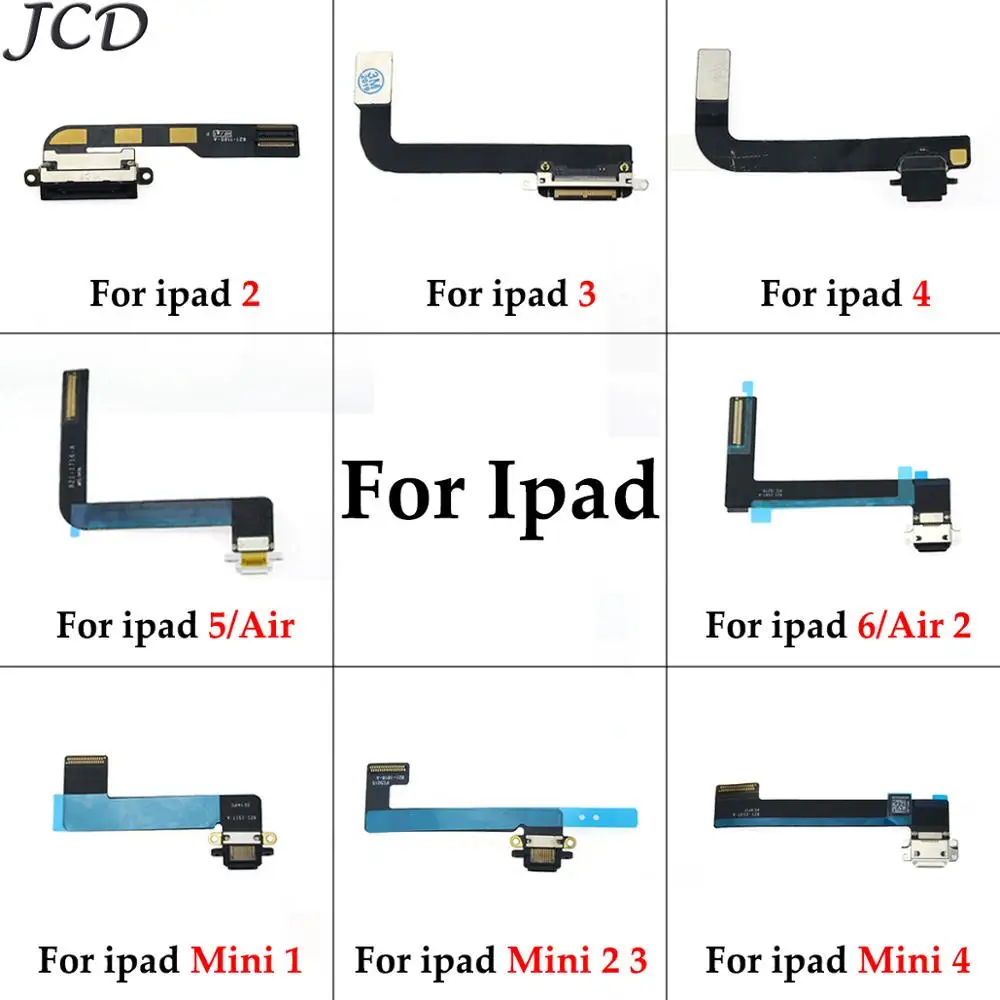 

JCD Replacement For iPad 2 3 4 5 air 6 air2 for ipad mini 1 2 3 4 Dock Connector USB Charger Charging Port Flex Cable Ribbon