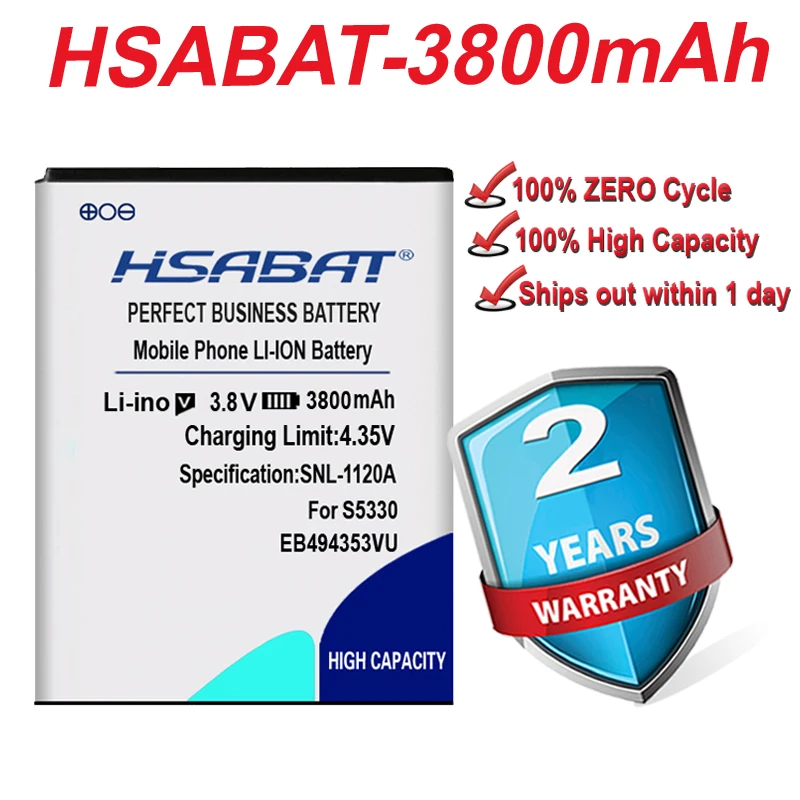 Аккумулятор HSABAT 3800 мАч EB494353VU для Samsung i5510 S5070 S5330 S5570 Galaxy Mini S5750E S7230E i559 S5232 C6712 S5750 |