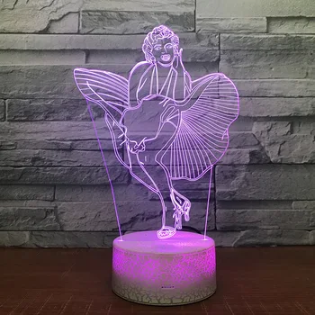 

Sexy Marilyn Monroe 7 Color Lamp 3d Visual Led Night Lights For Kids Touch Usb Table Lampara Lampe Baby Sleeping Motion Light