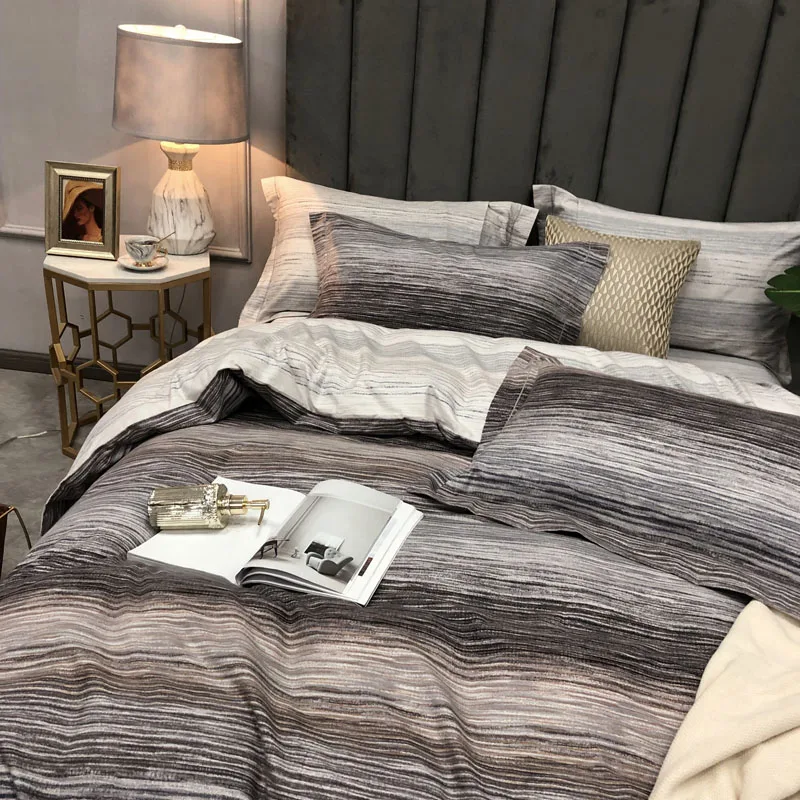 

High-grade American simple style double velveteen 4 PCS bedding set up to keep warm 1.5m 1.8m 2.0m