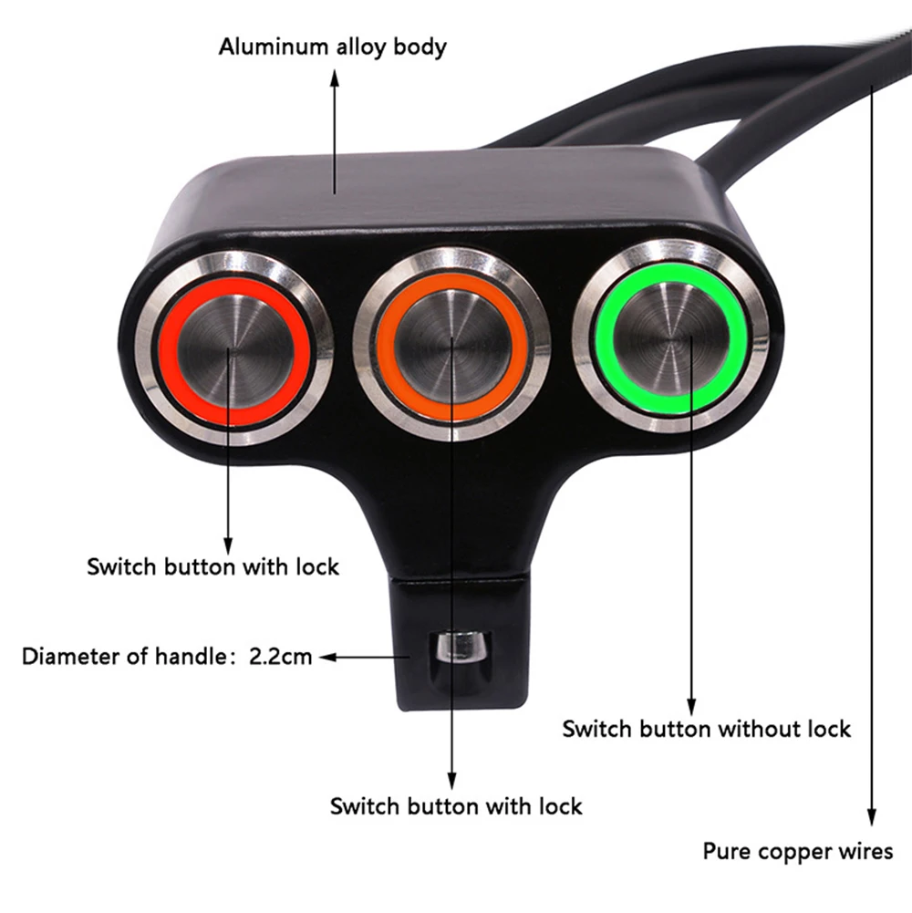 Switch Interruptor 3 Posiciones Para Manubrio De Moto