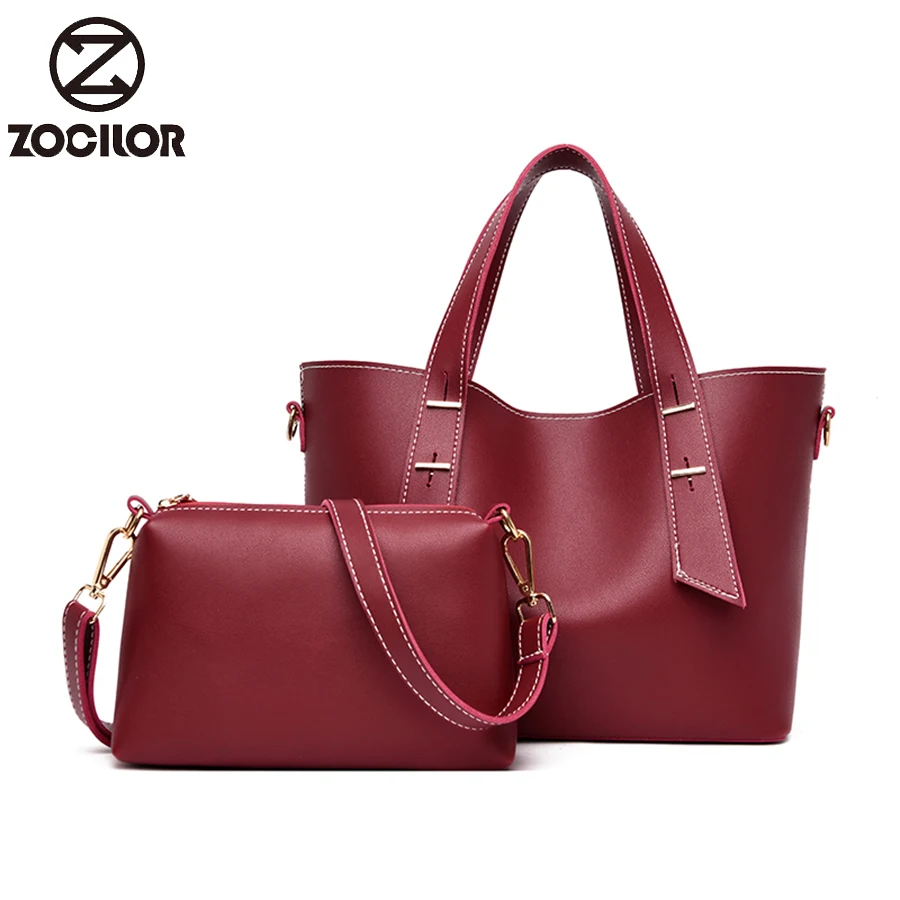 Новинка 2 комплекта кожаные сумки большая Вместительная женская сумка через