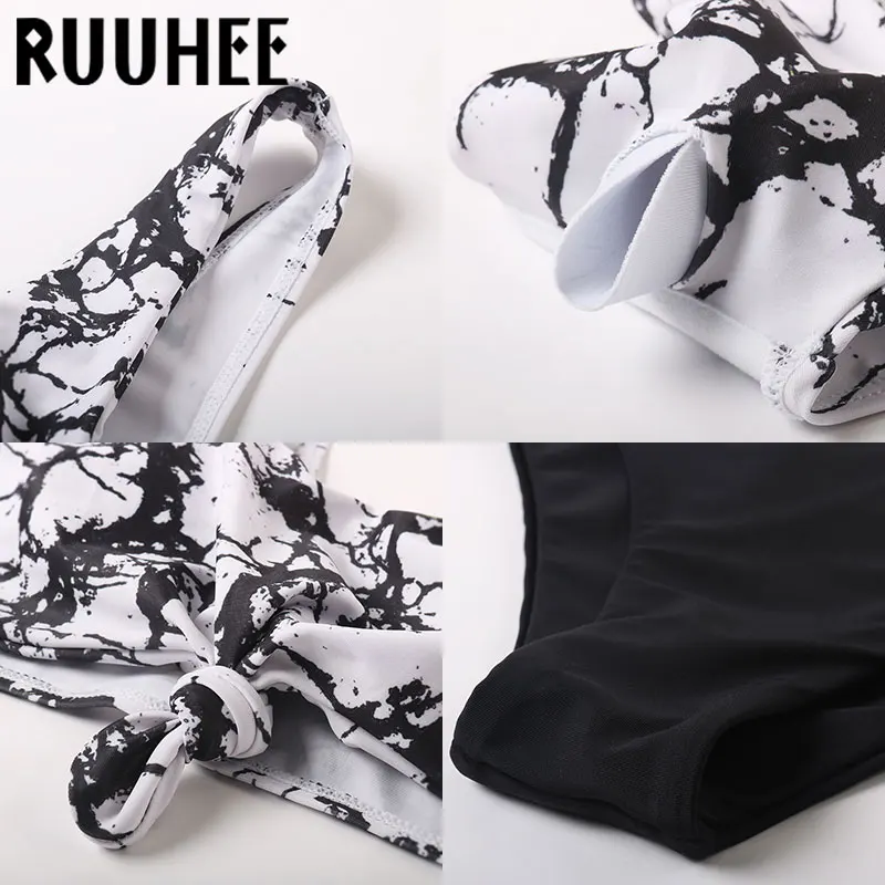 Бикини RUUHEE с высокой талией, женский купальник, купальный костюм, винтажный комплект бикини, женский купальник с завязками