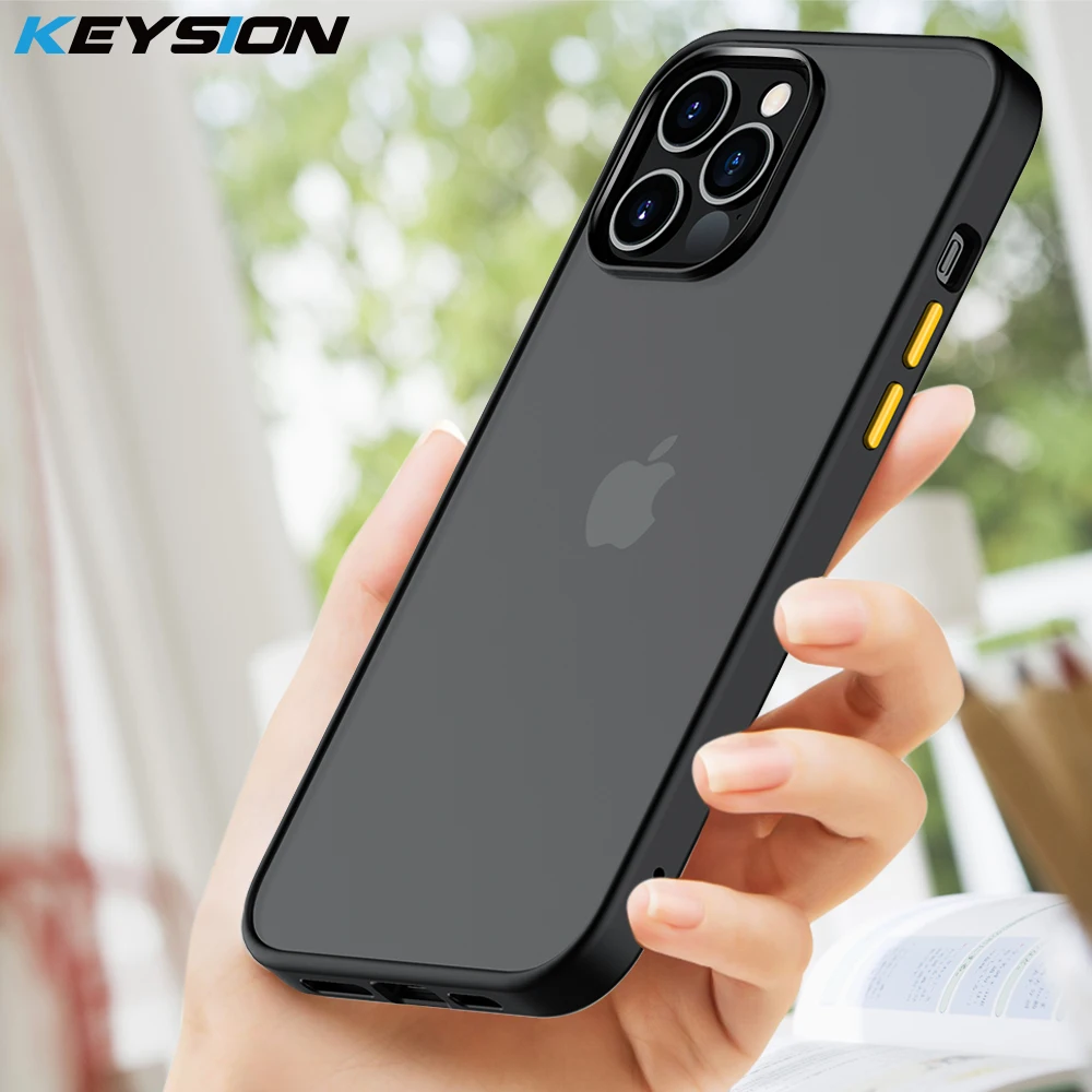 

KEYSION Fashion Shockproof Case for IPhone 12 12 Pro Max Transparent Matte Phone Back Cover for Apple IPhone 12 12 Max 12 Pro