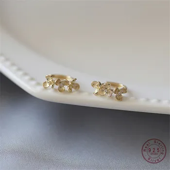 925 Sterling Silver French Small Flower Earrings Women Light Luxury Temperament Wedding Party Jewelry Girlfriend Gift