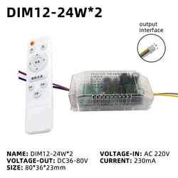 High - Efficiency Dimmable LED Power Supply with Infrared Remote Control - 230mA, 220V, 12W to 120W Options (12 24Wx2)