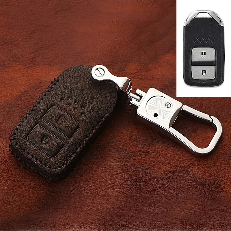 Верхний слой кожаный чехол для ключей защитный чехол для Honda Civic Accord Cr-v Pilot Intelligent key