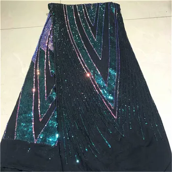 

African Lace Fabric 2019 High Quality Embroidered French Tulle Mesh Lace Fabric Sequins Wedding Swiss Voile Nigerian Lace Fabric