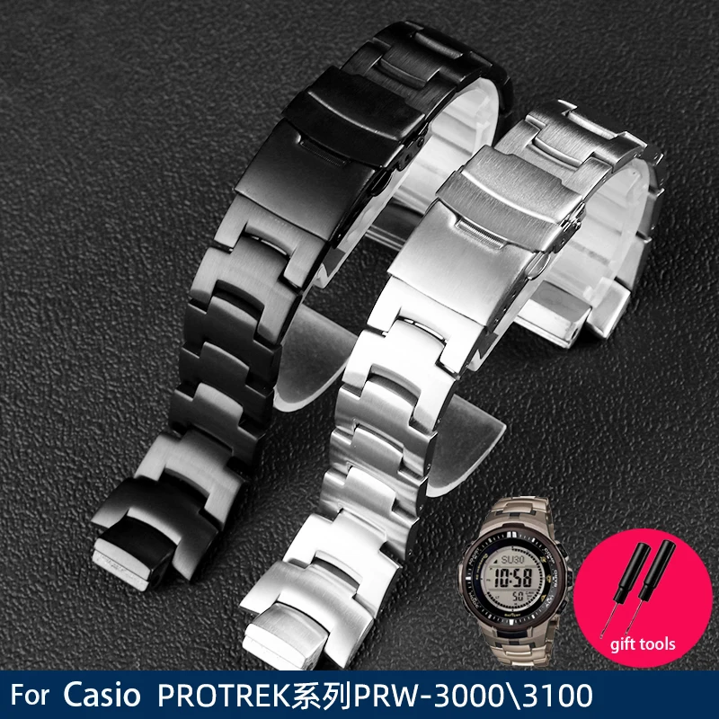 

The convex steel wristband for CASIO ProTek series prw-3000/3100/6000/6100 outdoor mountaineering precision men's watchband belt