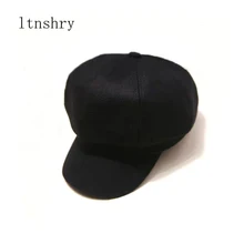 Новая мода сплошной цвет восьмиугольная шапка шапки женские осень зима Стильная художница газетчик Кепка s берет шапки