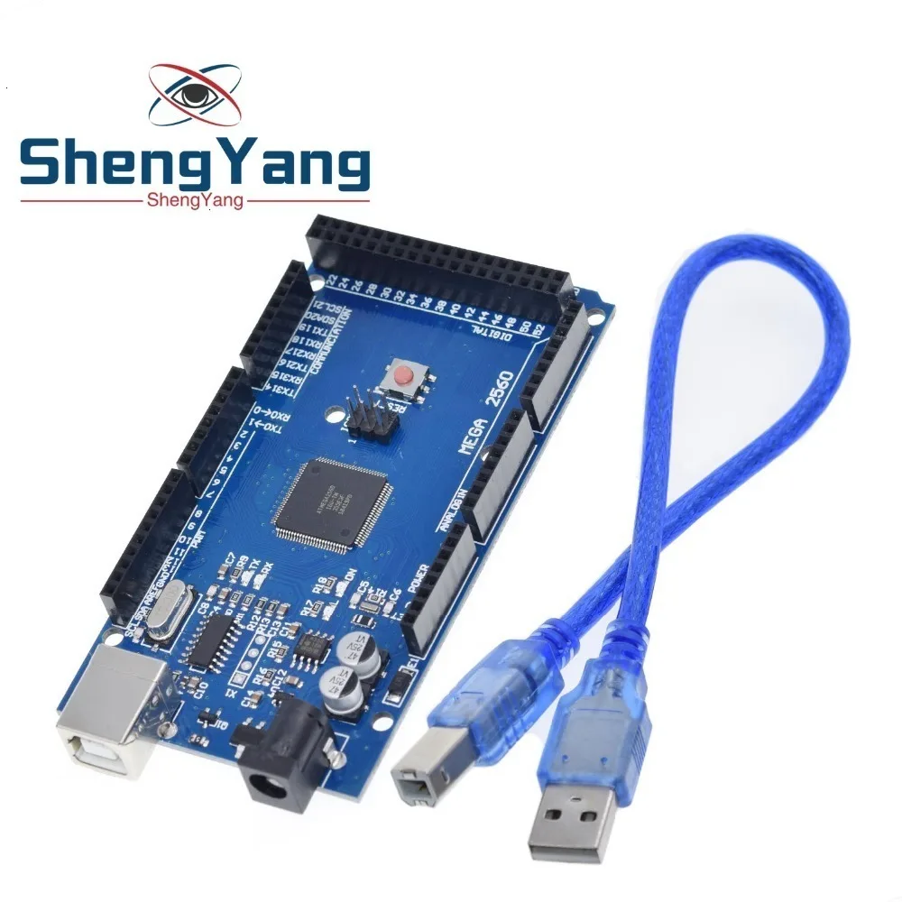 1 компл./лот Шэньян MEGA 2560 R3 (ATmega2560-16AU CH340G) AVR USB + кабель USB (ATMEGA2560) для arduino MEGA2560