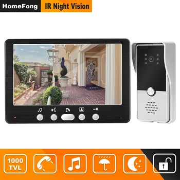 

HomeFong Wired Door Intercom Video Door Phone with 1000TVL Doorbell Camera Support Electronic Lock 7 inch Home Video Intercoms