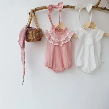 

2020 New Style Babys Girls Romper With Hairband Summer Babys Jumpsuit 6-24 Month QH603