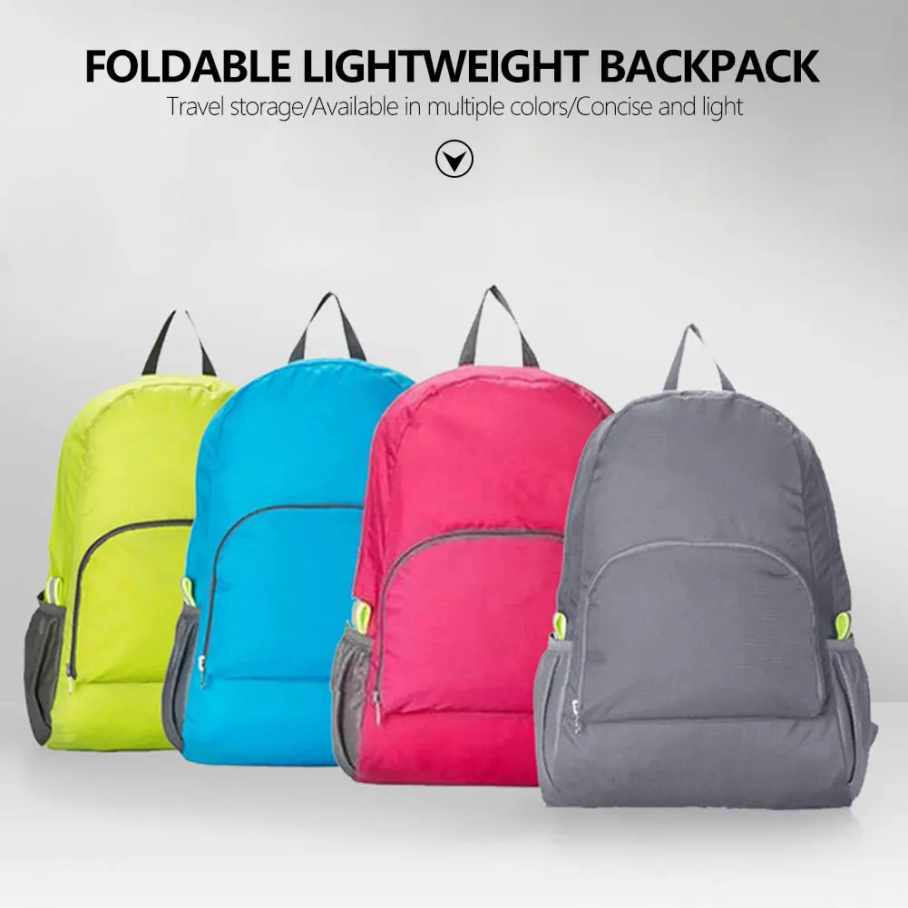Foldable Black Lightweight Backpack Waterproof for Travel Sports Gym School 