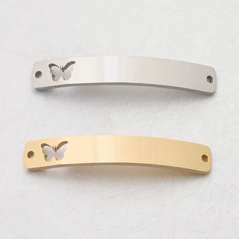 

Charm Charms Pendants for Jewelry Making Hollow Butterfly Bend Rectangle Bar Charm Stainless Steel DIY Bracelet Connector