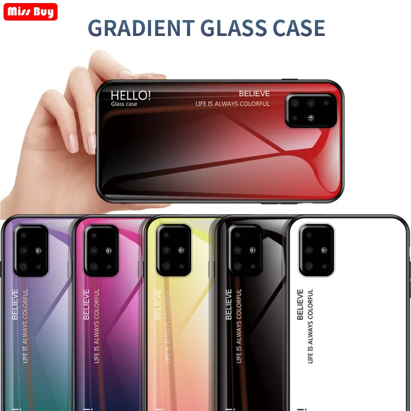 

For Samsung galaxy A51 Case Gradient Tempered Glass Protective Case For Samsung galaxy A71 S10 S10 Plus S11 Plus S11E S10E Cover